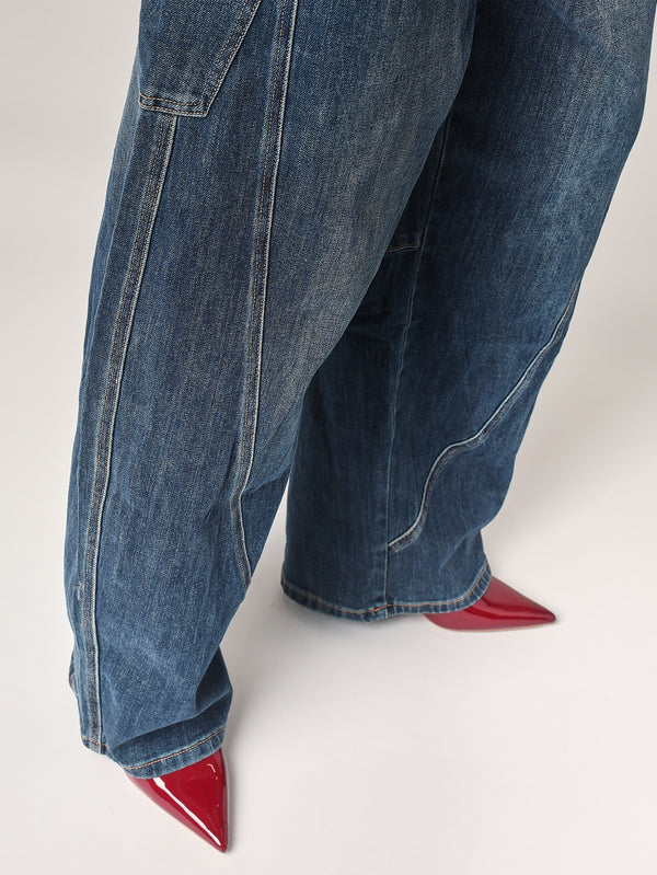 Jeans gamba larga cargo