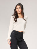 Maglia con polso a piume