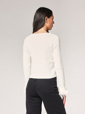 Maglia con polso a piume