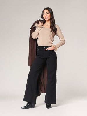 Maglia con polso a piume