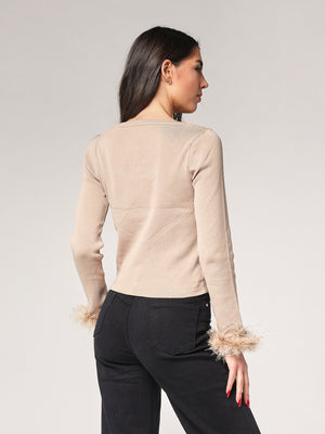 Maglia con polso a piume