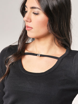 Maglia con polso a piume