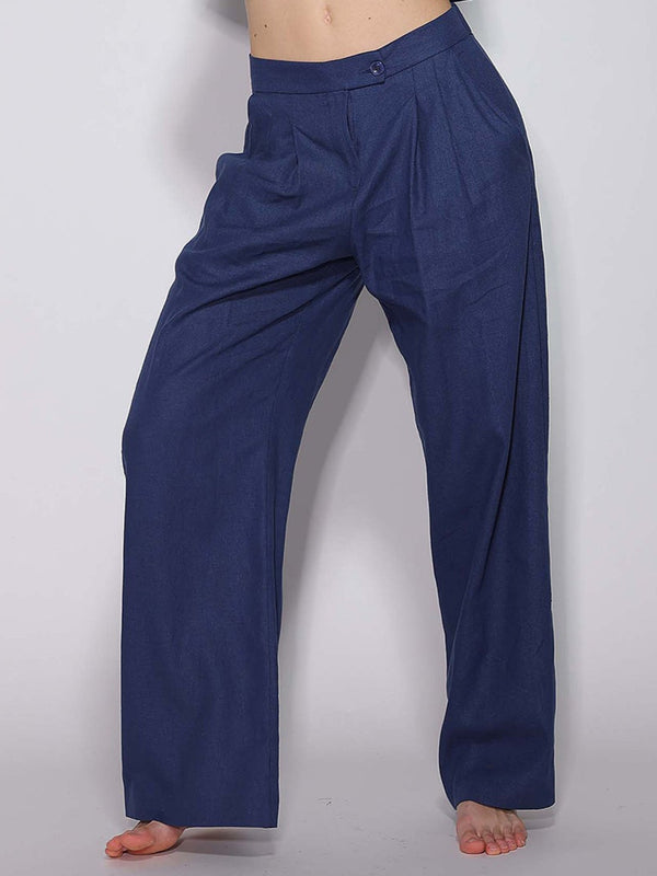Pantalone palazzo Blu in lino