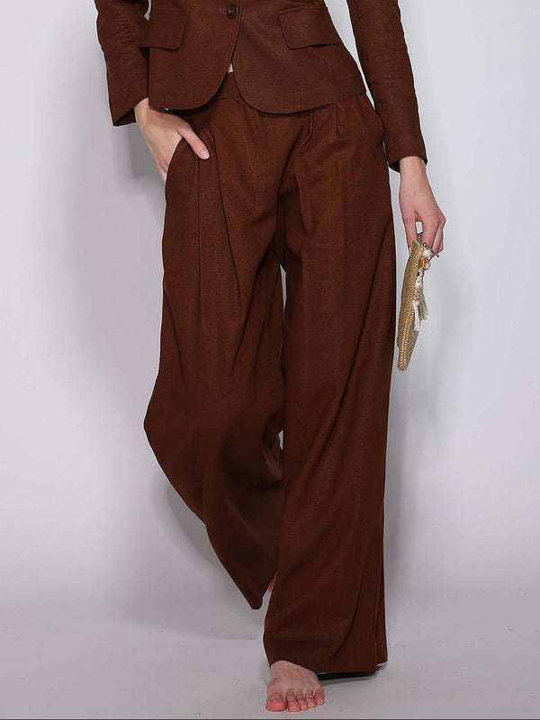 Pantalone palazzo Cacao in lino
