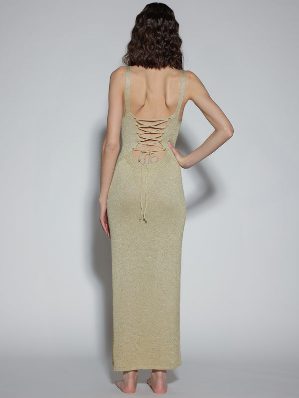 Abito lurex lungo Oro