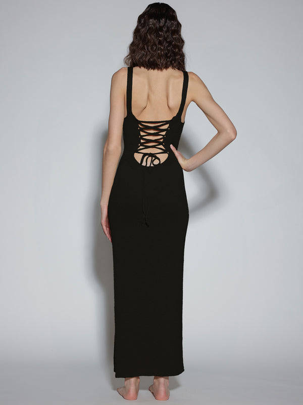 Abito lurex lungo Nero