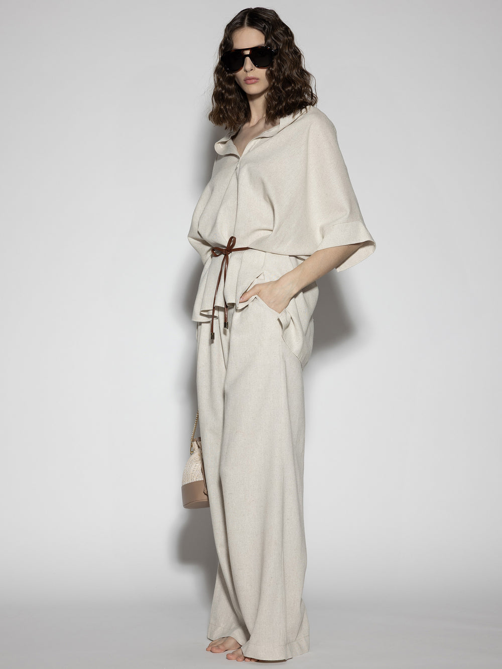 Pantalone effetto lino