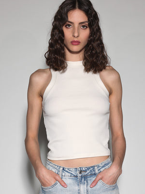 Top a costina Bianco