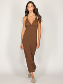 Abito a costina scollo halter