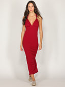 Abito a costina scollo halter