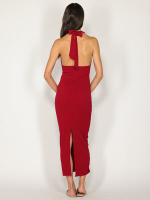 Abito a costina scollo halter