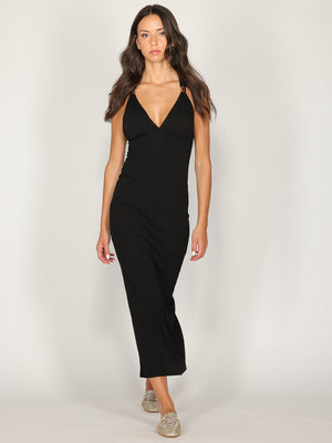 Abito a costina scollo halter