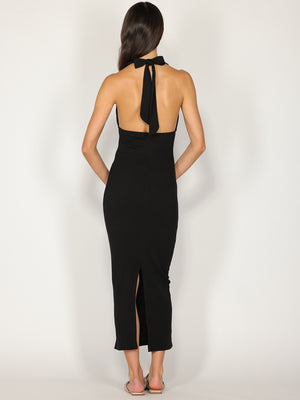 Abito a costina scollo halter