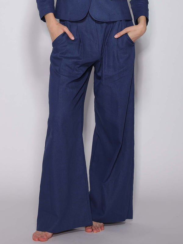 Pantalone palazzo Blu in lino