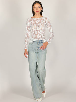 Maglia in pizzo con strass