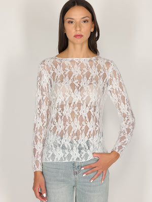Maglia in pizzo con strass