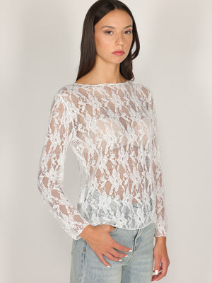 Maglia in pizzo con strass