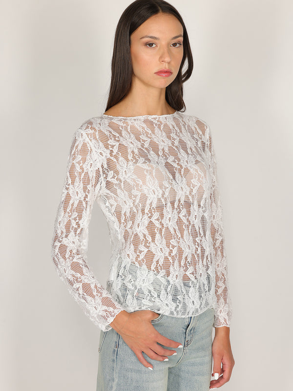 Maglia in pizzo con strass