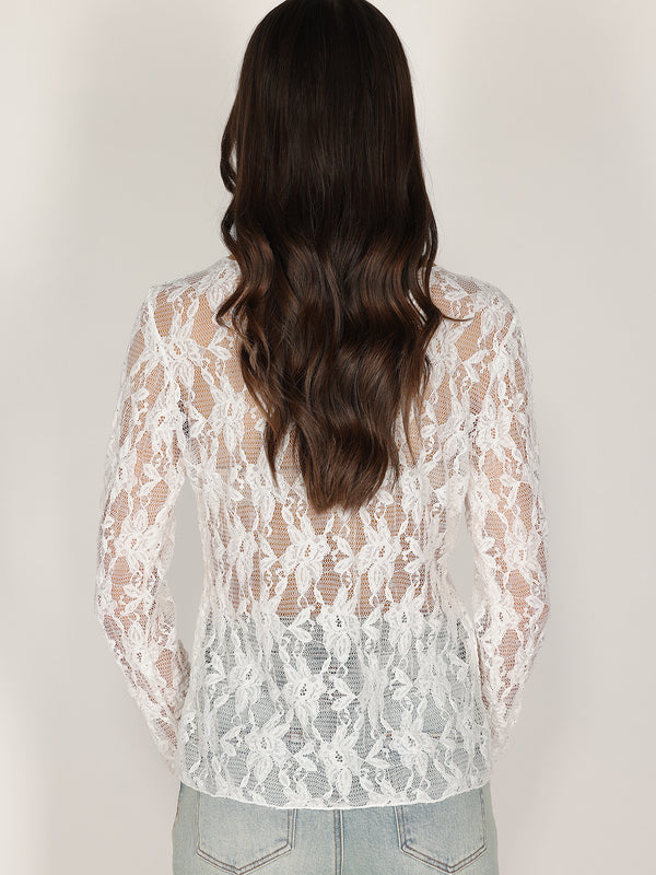 Maglia in pizzo con strass