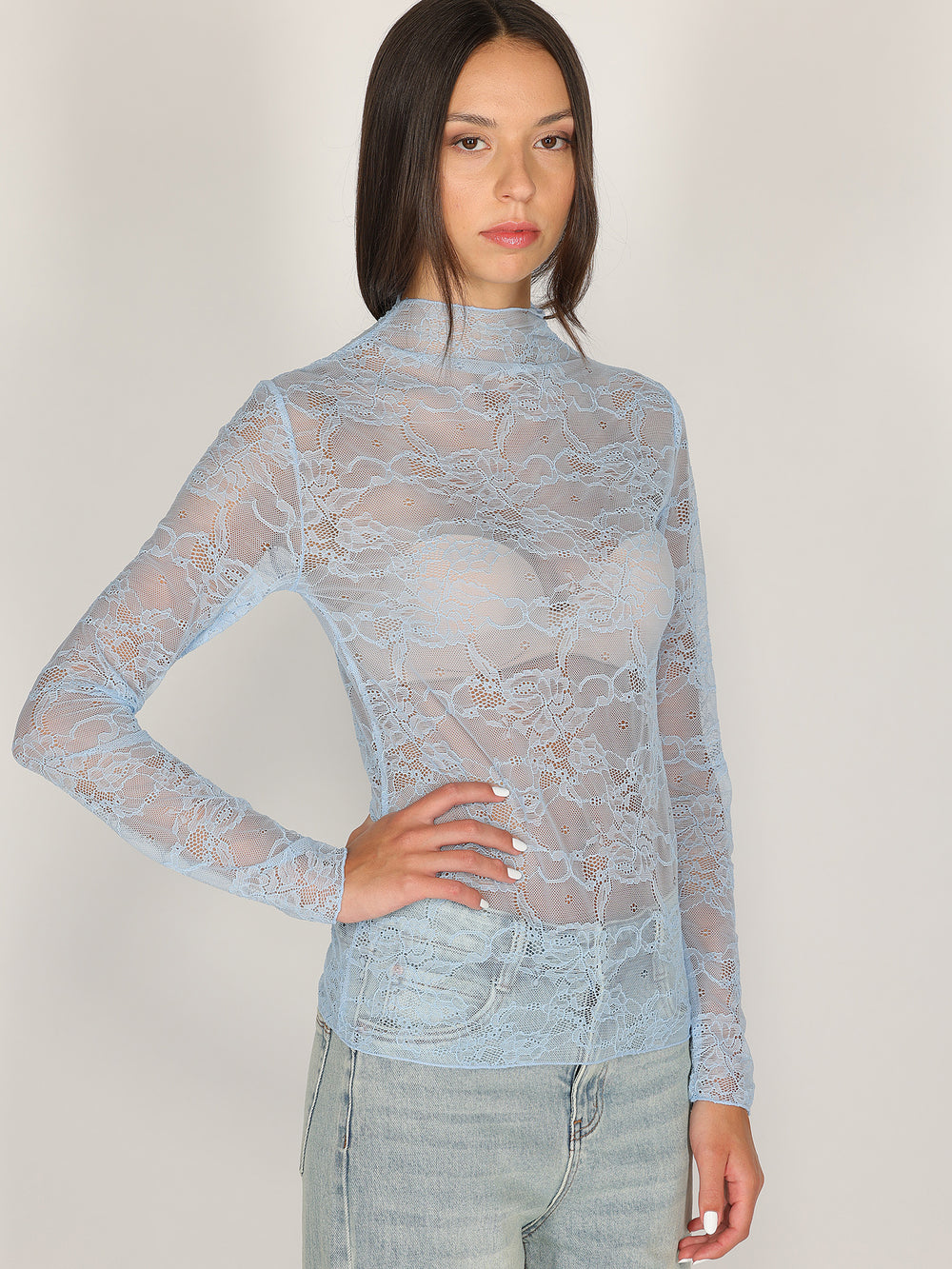 Maglia Azzurro in pizzo