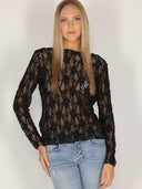 Maglia in pizzo con strass