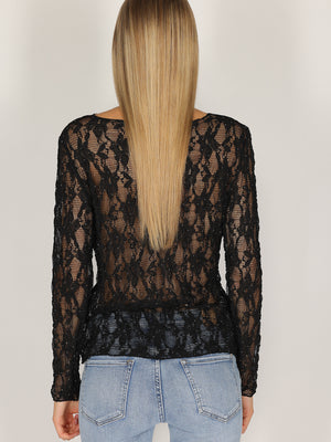 Maglia in pizzo con strass