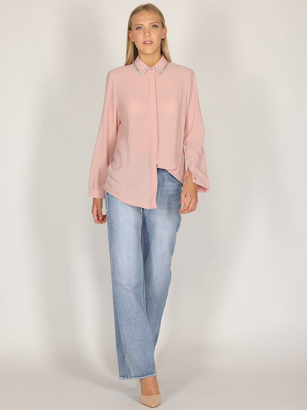 Camicia con colletto gioello