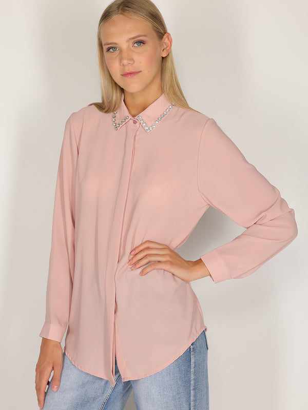 Camicia con colletto gioello