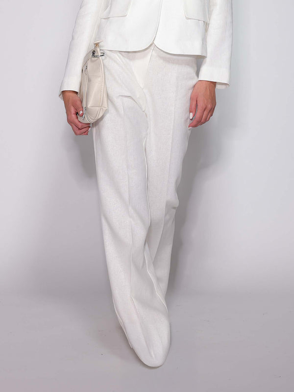 Pantalone Bianco a zampa in lino