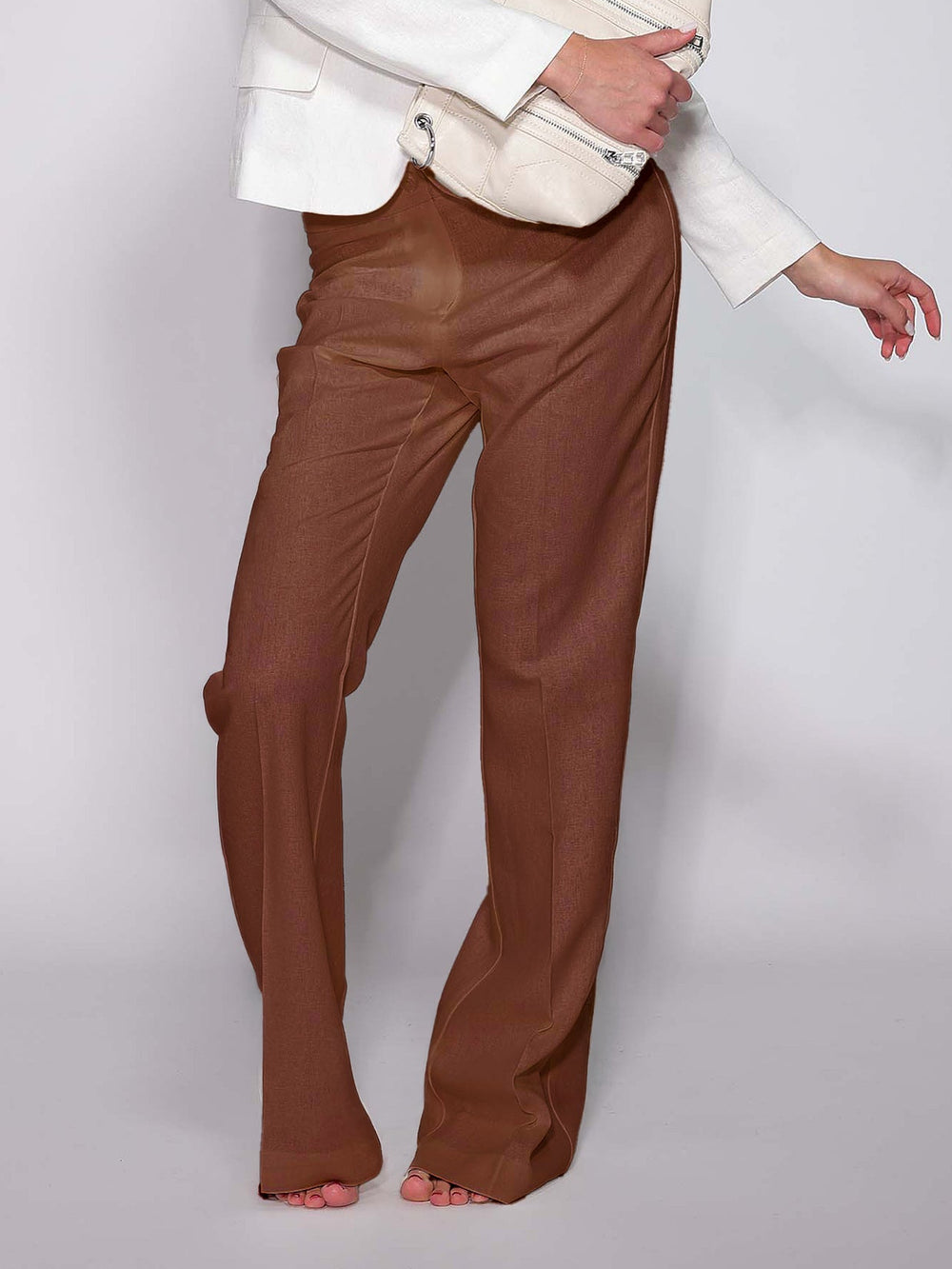 Pantalone Cacao a zampa in lino