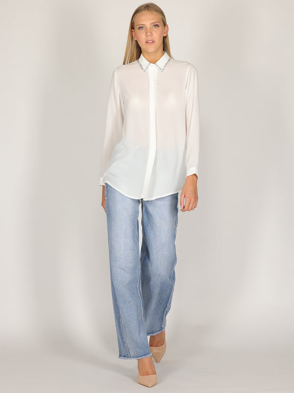 Camicia con colletto gioello