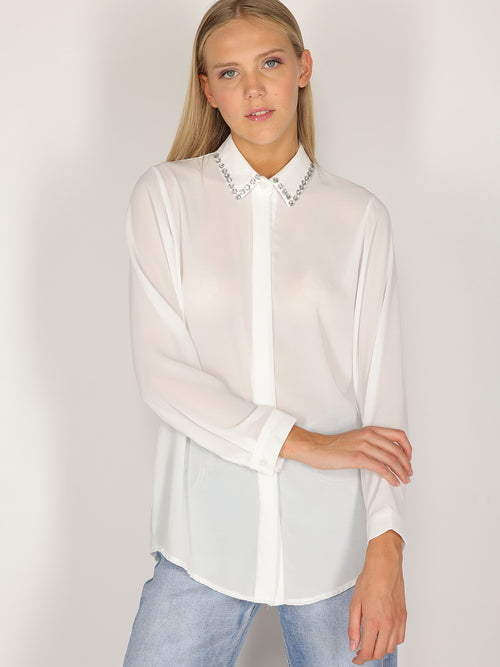 Camicia con colletto gioello