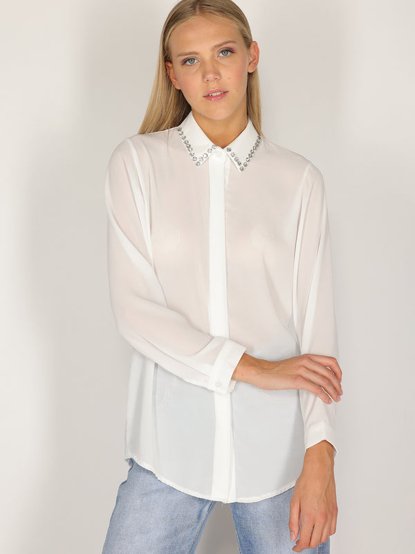 Camicia con colletto gioello