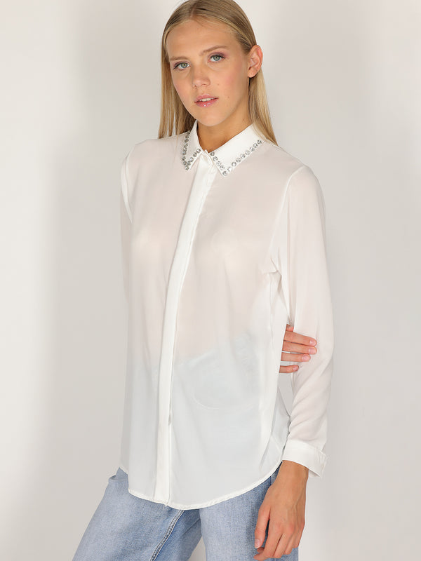 Camicia con colletto gioello