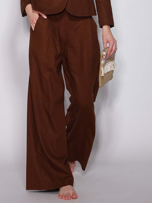 Pantalone palazzo Cacao in lino