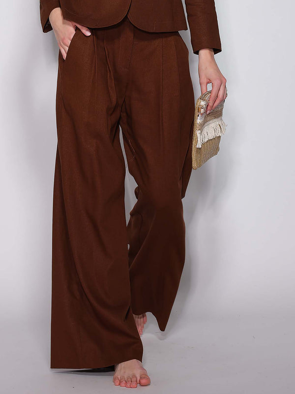 Pantalone palazzo Cacao in lino