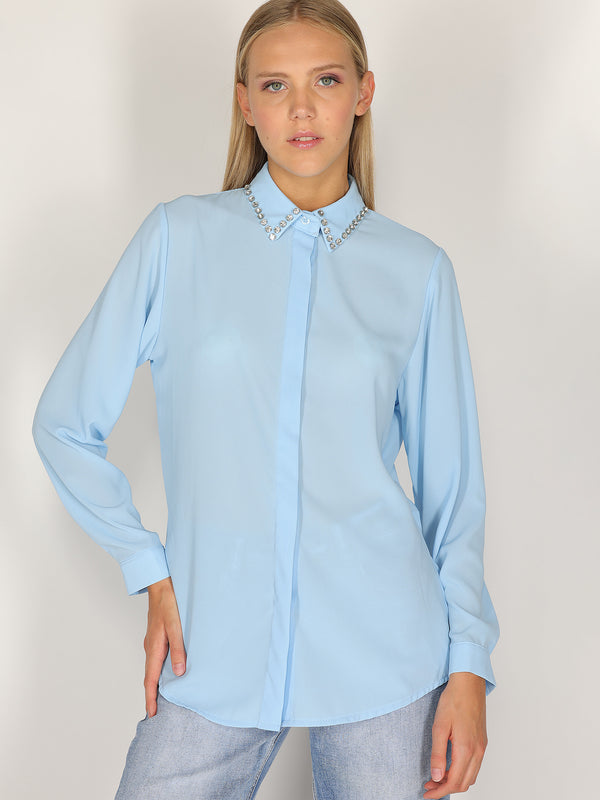 Camicia con colletto gioello