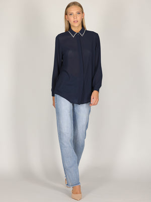 Camicia con colletto gioello