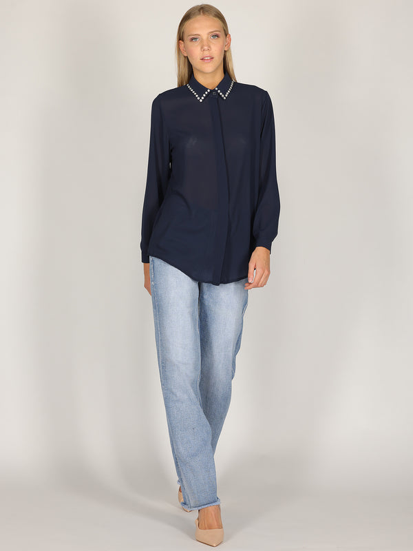 Camicia con colletto gioello