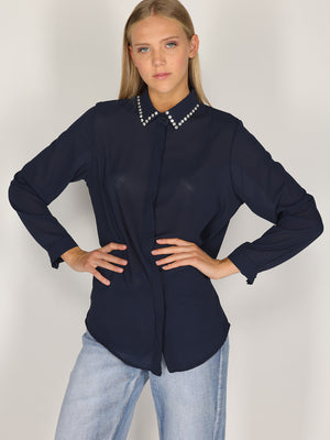 Camicia con colletto gioello