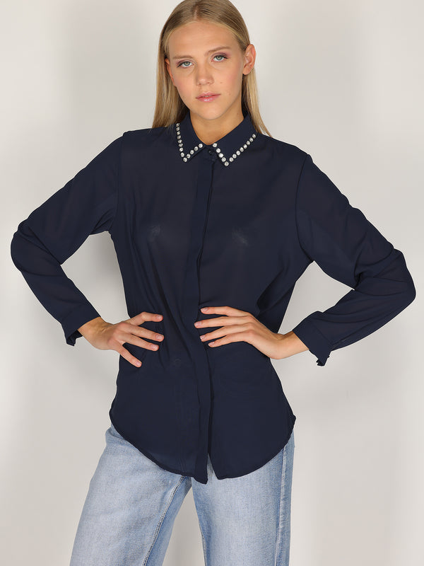 Camicia con colletto gioello