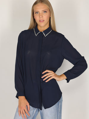 Camicia con colletto gioello