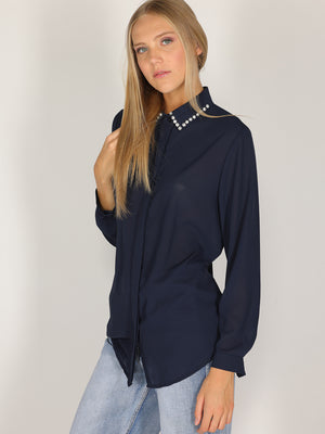 Camicia con colletto gioello