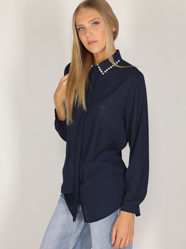 Camicia con colletto gioello