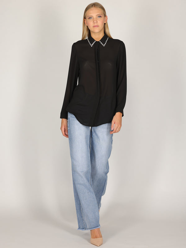 Camicia con colletto gioello