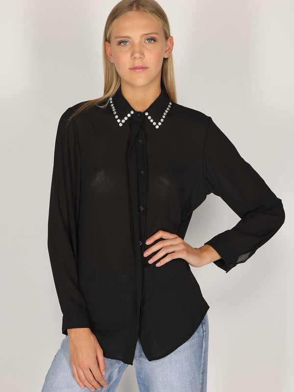 Camicia con colletto gioello