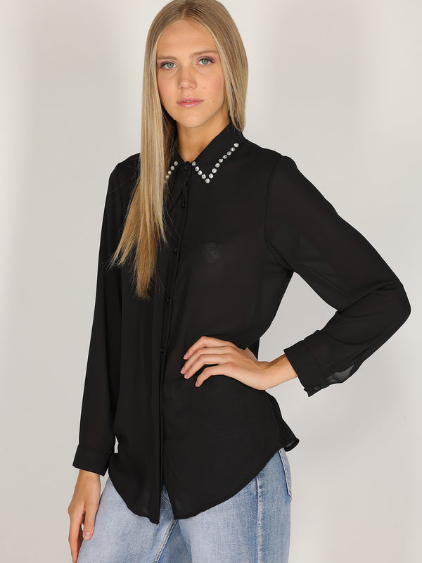 Camicia con colletto gioello
