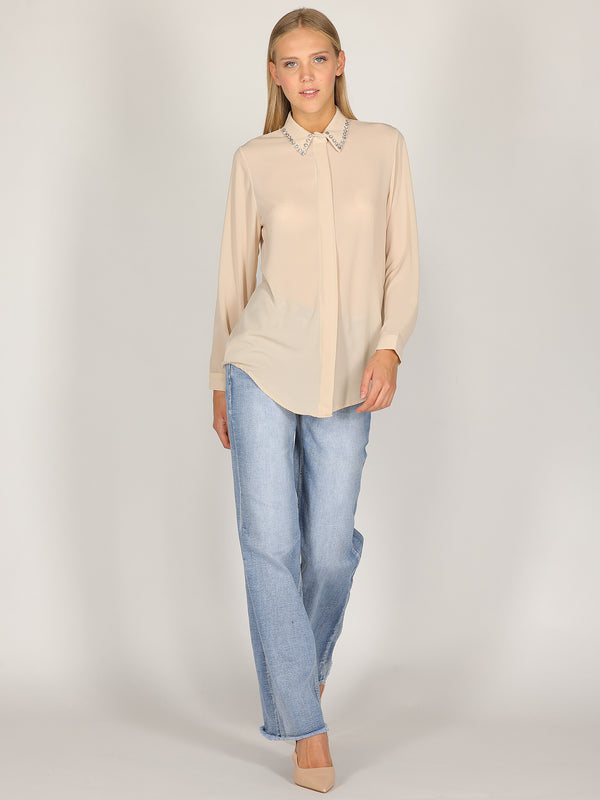 Camicia con colletto gioello