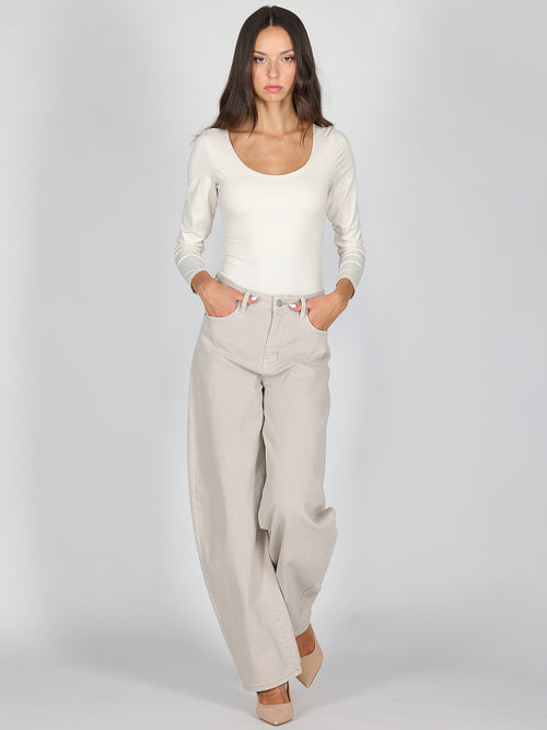 Jeans gamba larga Beige