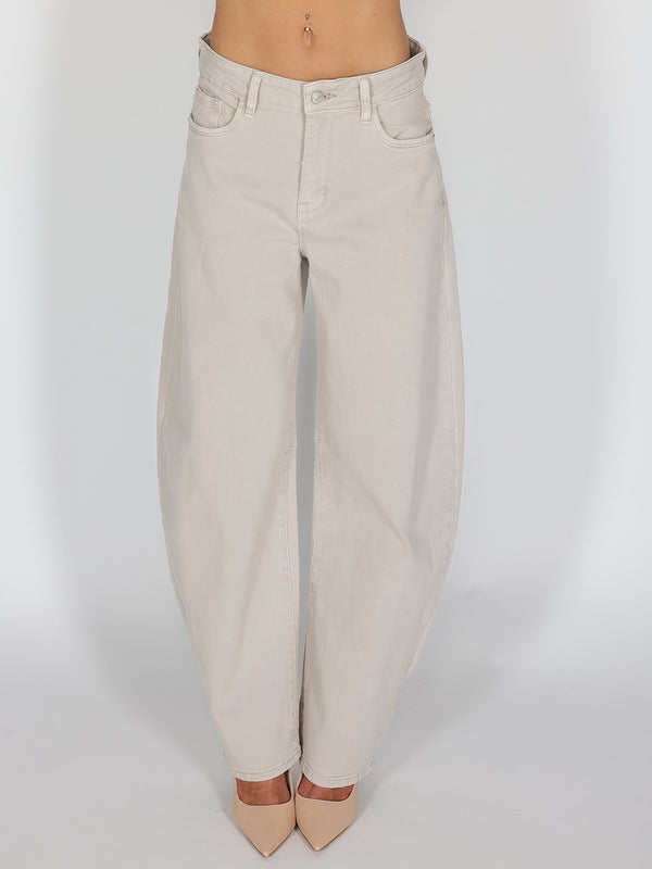 Jeans gamba larga Beige